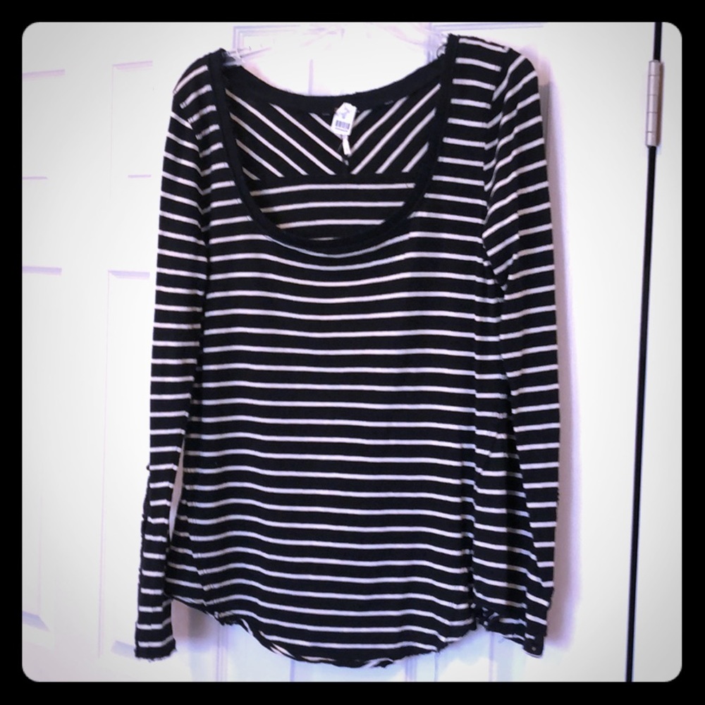 Free People crocheted long sleeve top